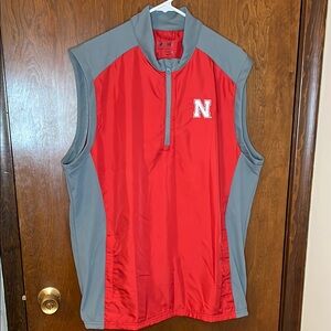 Adidas Men’s Red Nebraska Huskers Sleeveless Windbreaker | Size Large | Like New